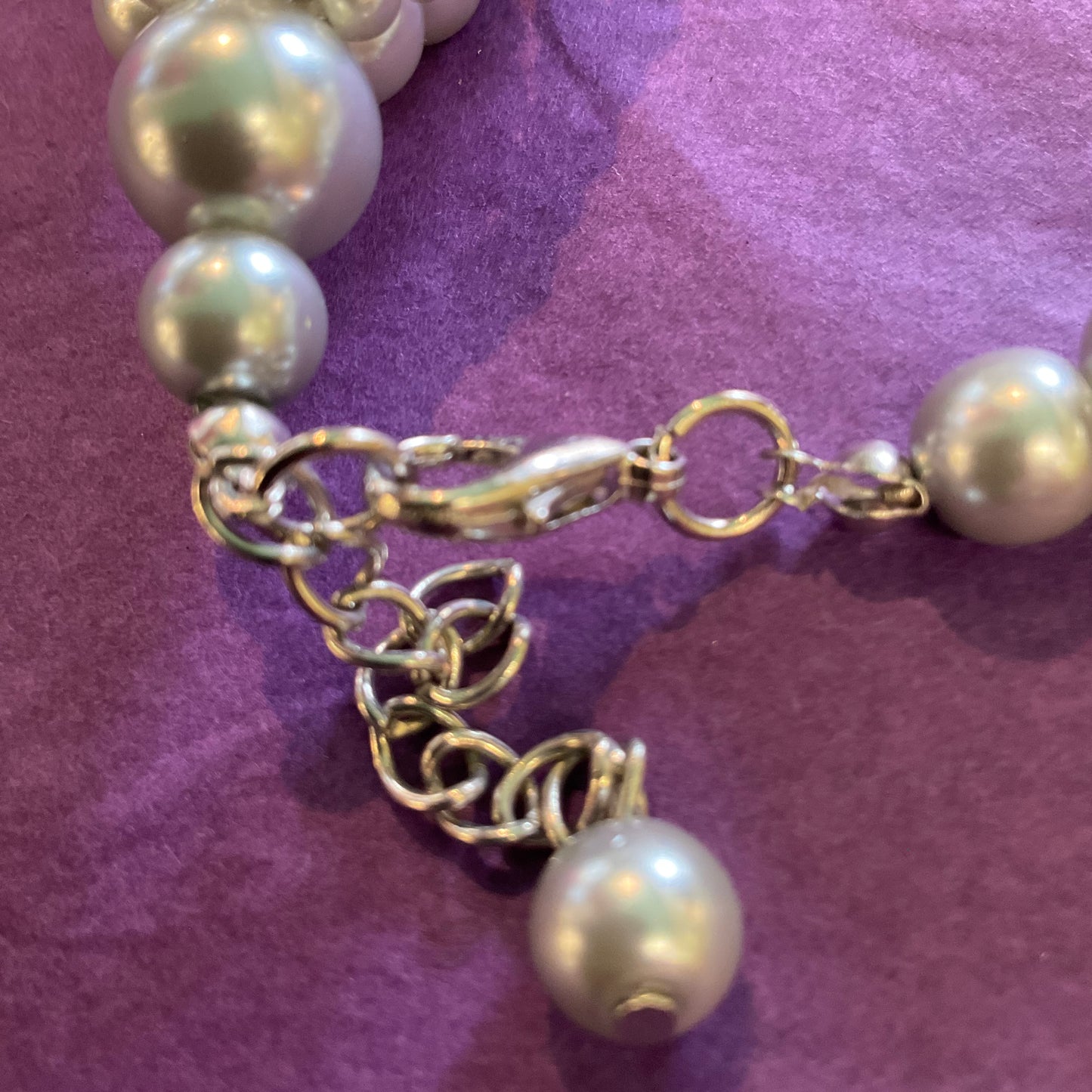 Vintage statement silver tone palest blue faux pearl twisted necklace, wedding, birthday, prom