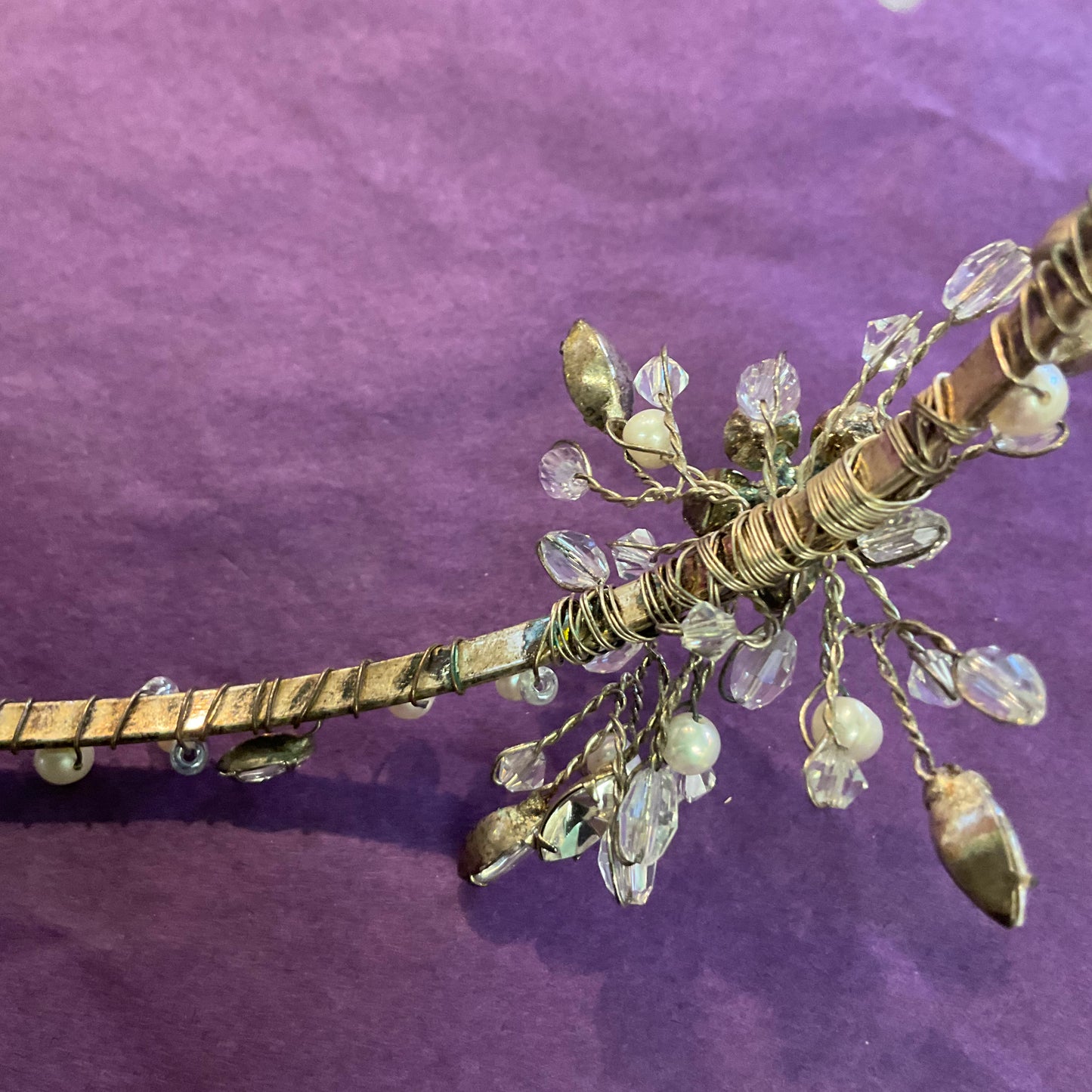 Vintage 1950/60s crystal Rhinestone and faux pearl tiara/hairband, wedding, prom.