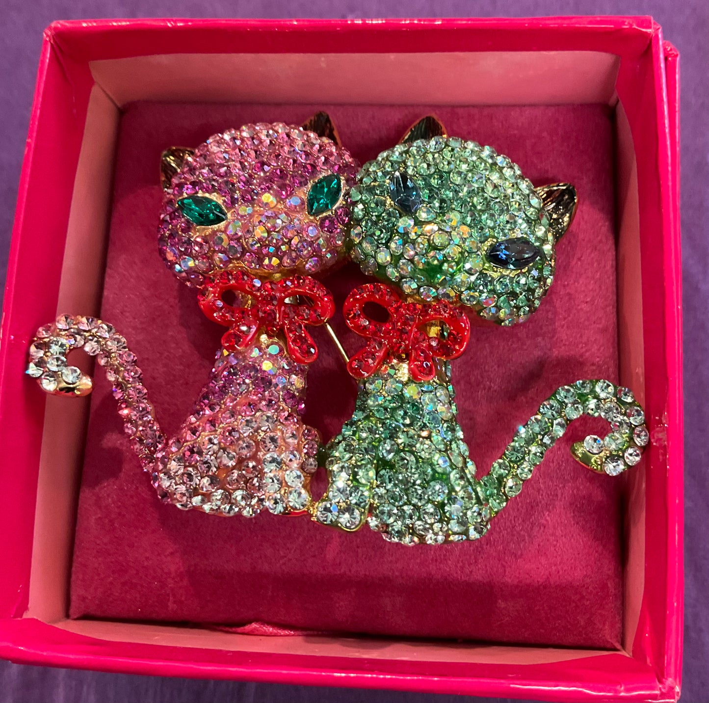Vintage Butler and Wilson Siamese Cats Rhinestone Brooch