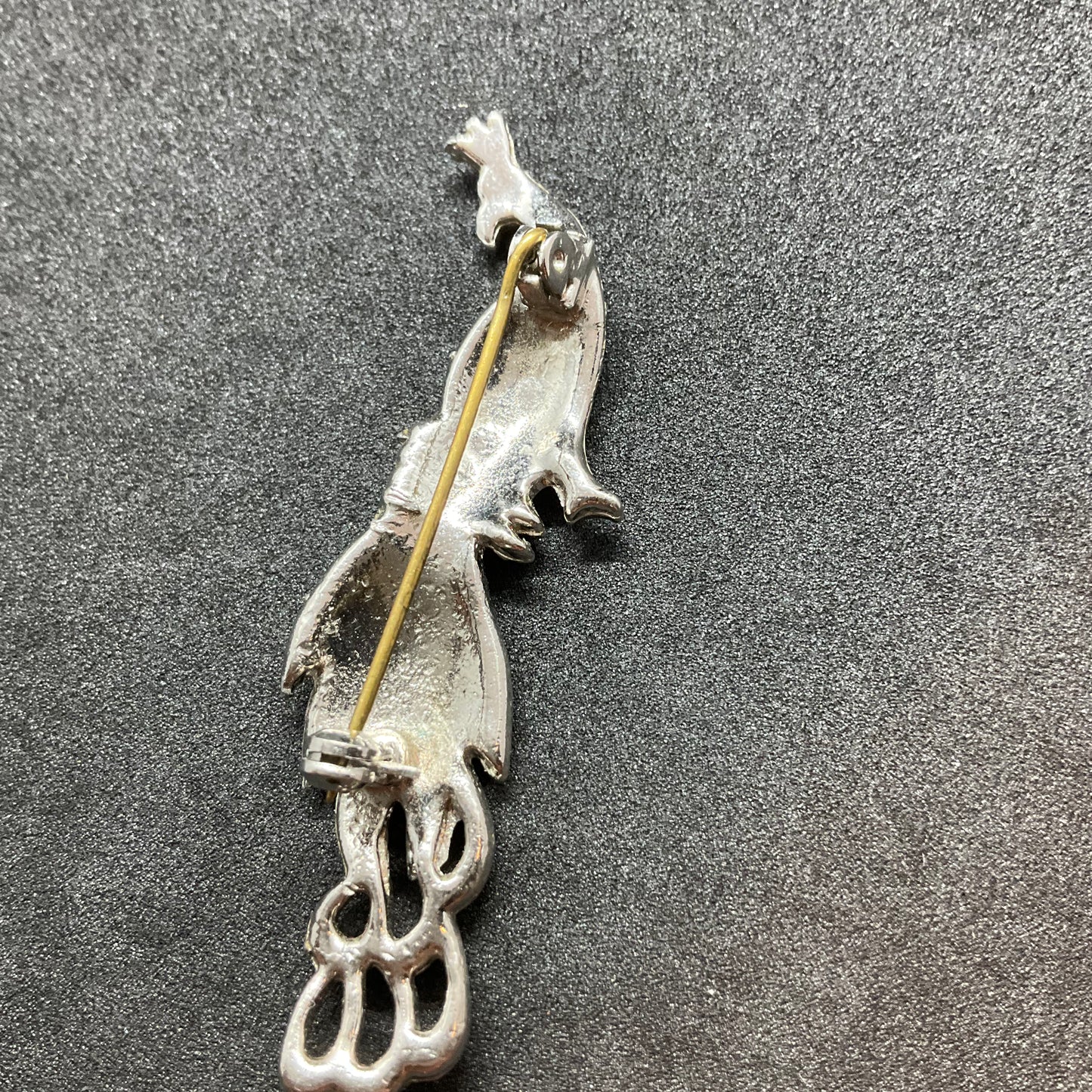 Vintage 1940/50s silver tone and Marcasite Stone Peacock Brooch