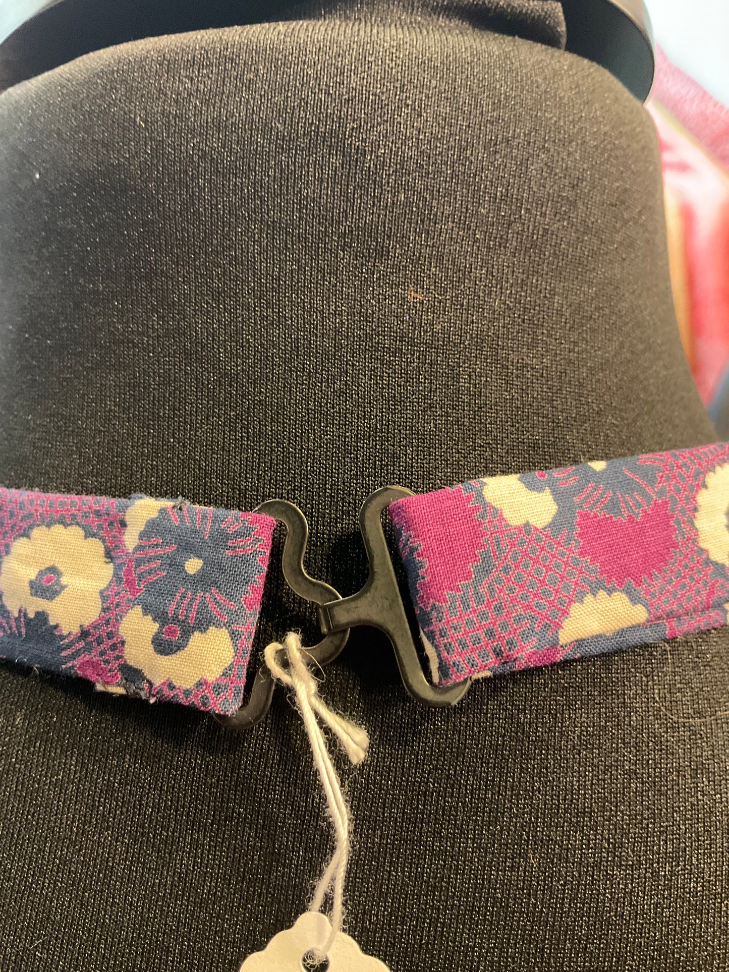 Vintage Handmade Liberty Tana Lawn purple, cream and navy floral bow tie