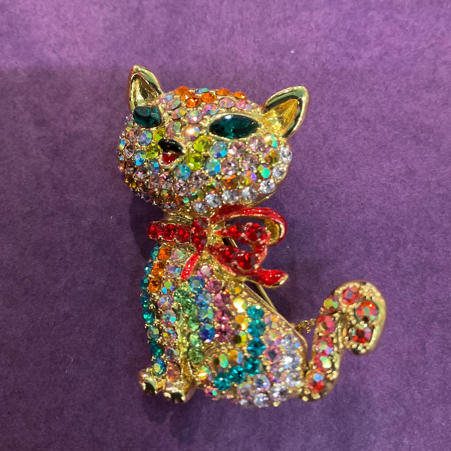 Vintage Butler and Wilson Pink Rhinestone Pussycat Brooch