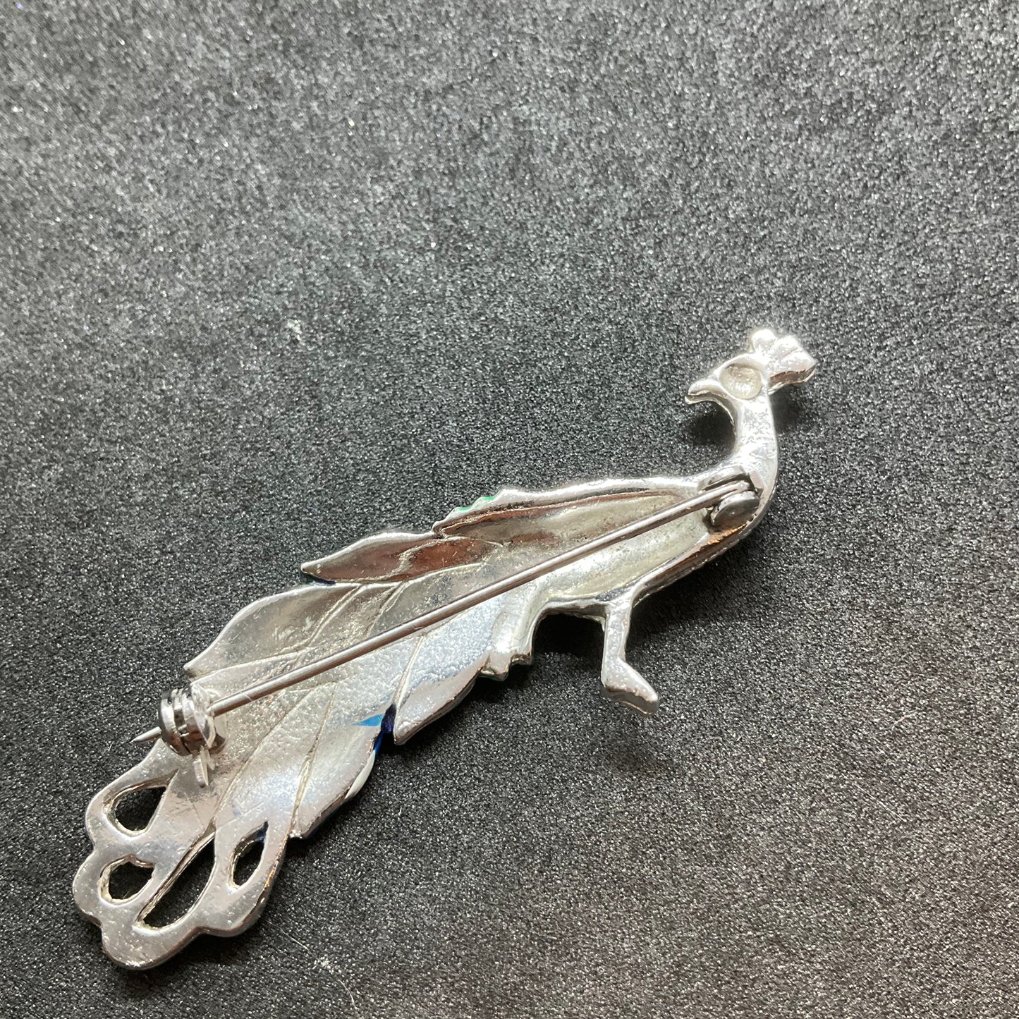 Vintage 1940s Bohemian Enamel and Marcasite Colourful Peacock Brooch