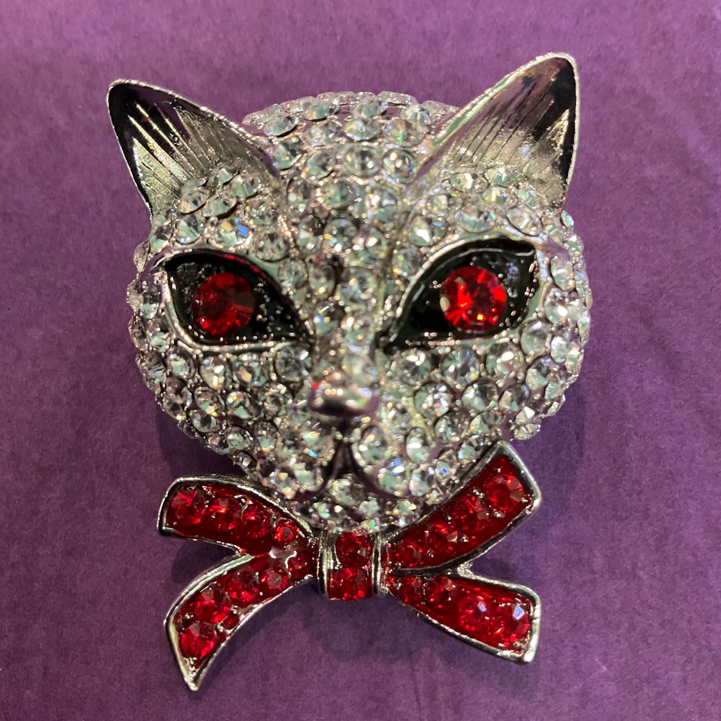Vintage Butler and Wilson Siamese Cats Rhinestone Brooch