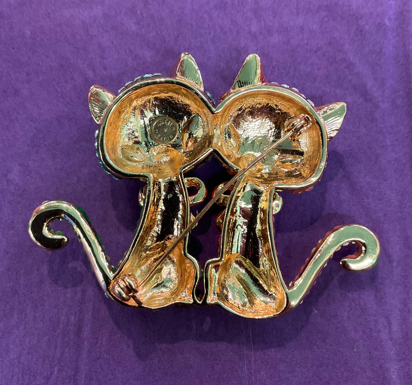 Vintage Butler and Wilson Siamese Cats Rhinestone Brooch