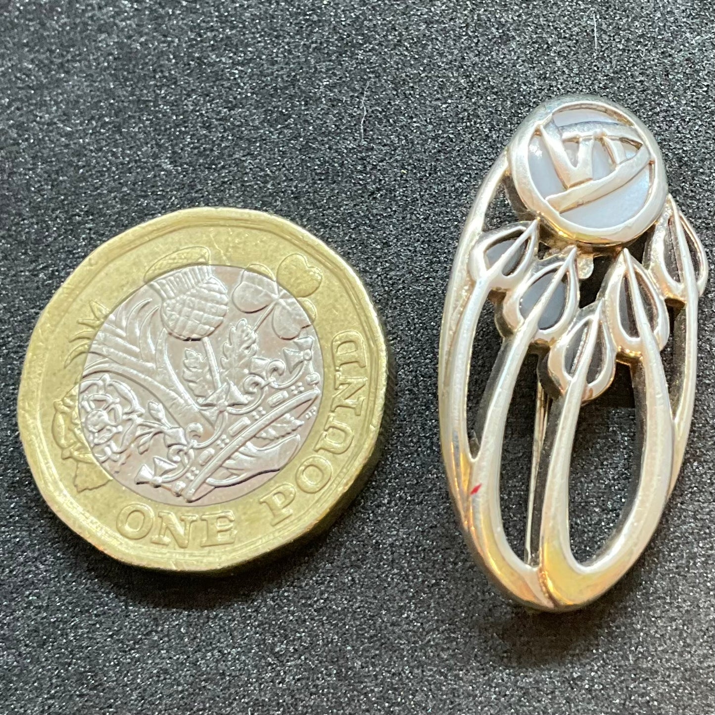 Vintage Silver and Mother of Pearl Oval Mackintosh Brooch