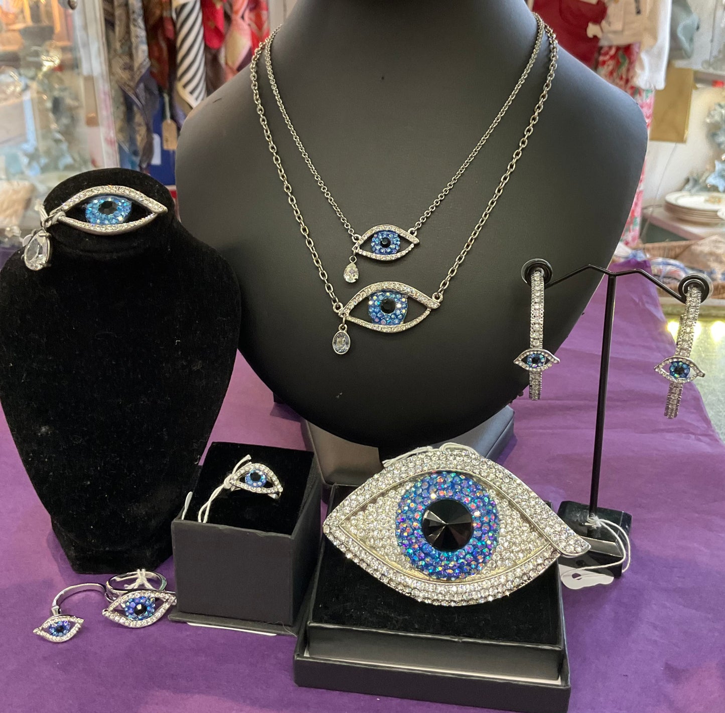 Vintage Butler and Wilson small crystal eye pendant, signed as new, gifts for them.
