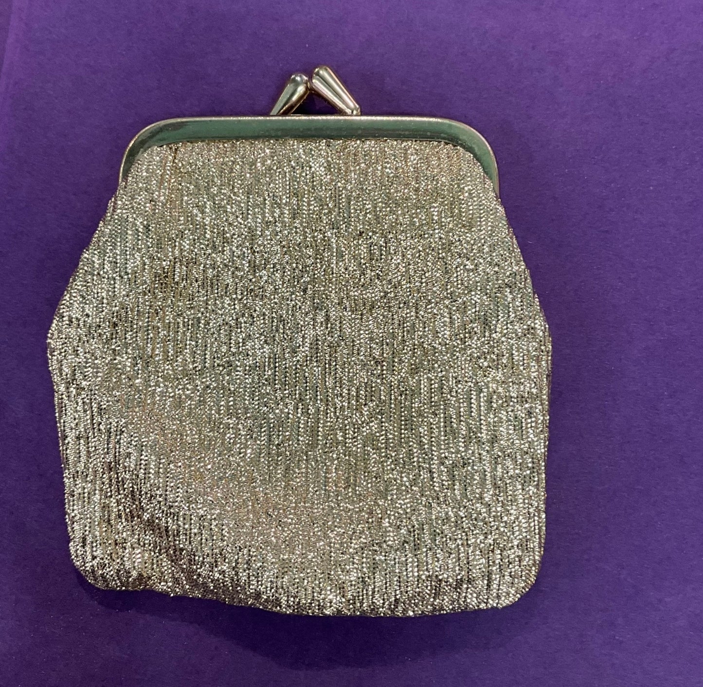 Vintage 1960/70s Gold Metallic Shimmery Lurex Clutch Bag and Matching Coin Purse, Wedding, Formal Event, Ladies Day