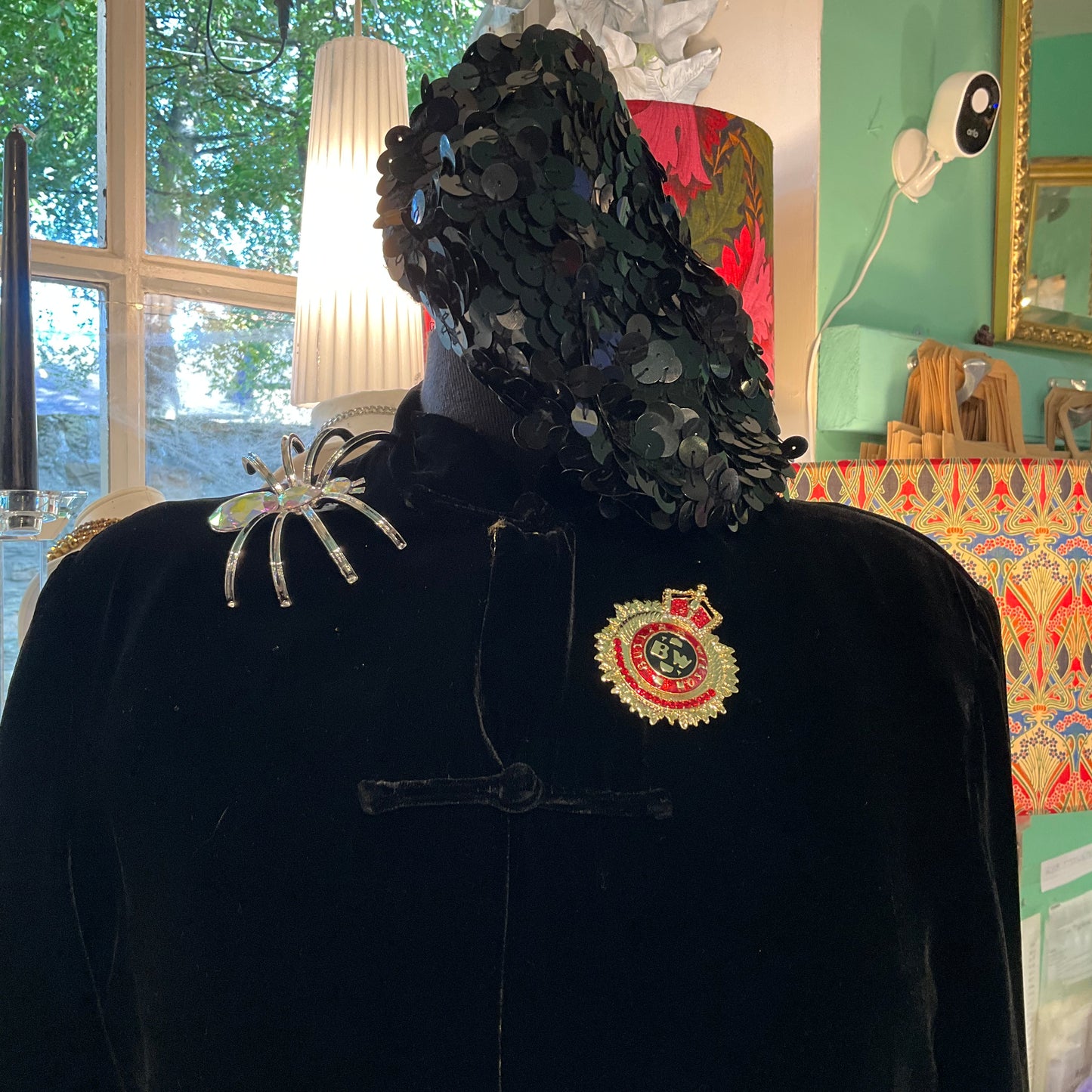 Vintage Butler and Wilson 40th anniversary large Regal medallion Enamel and rhinestone crystal brooch, signed and own box.