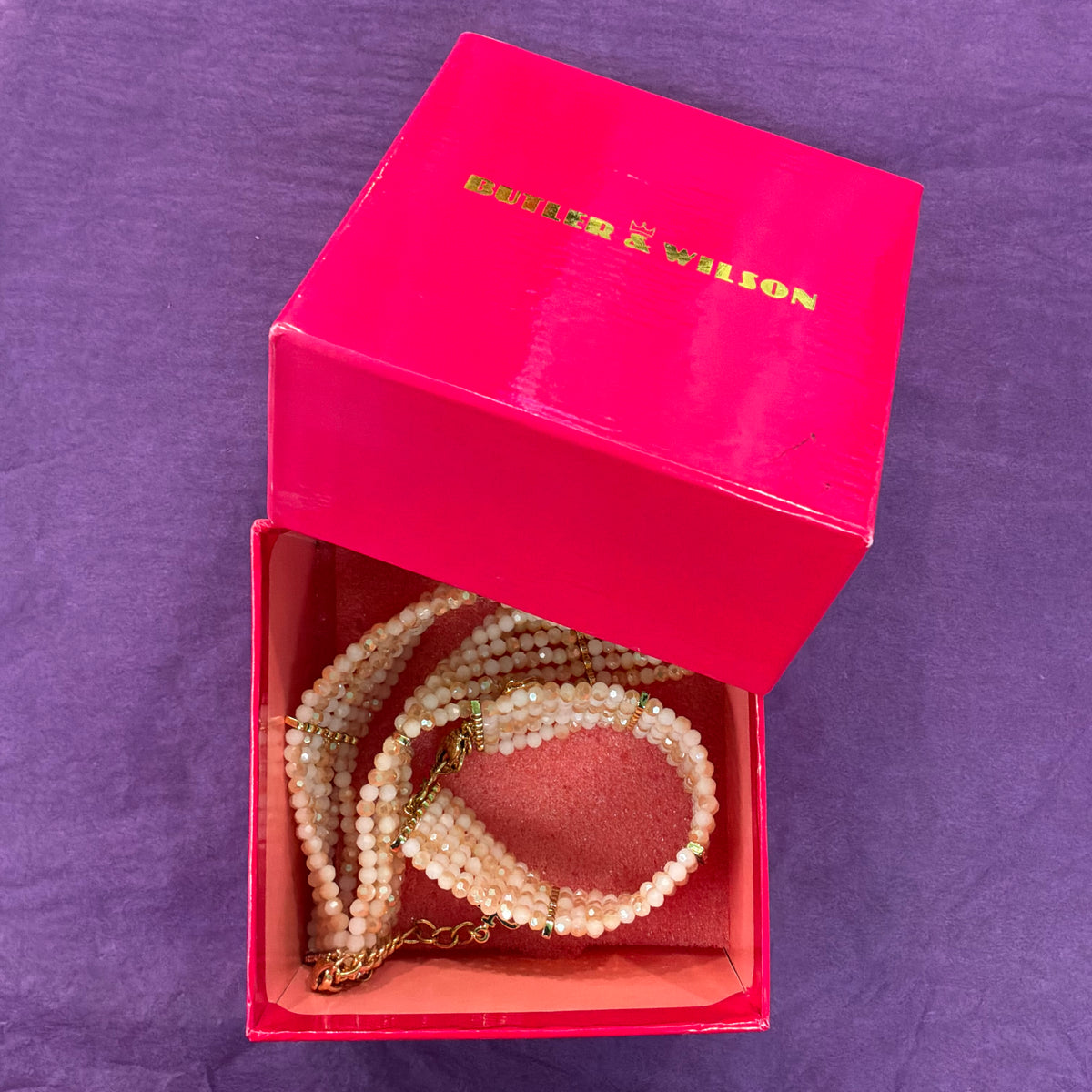 Vintage Butler and Wilson Aurora Borealis Crystal Choker Necklace & Bracelet Set in Gold Tone