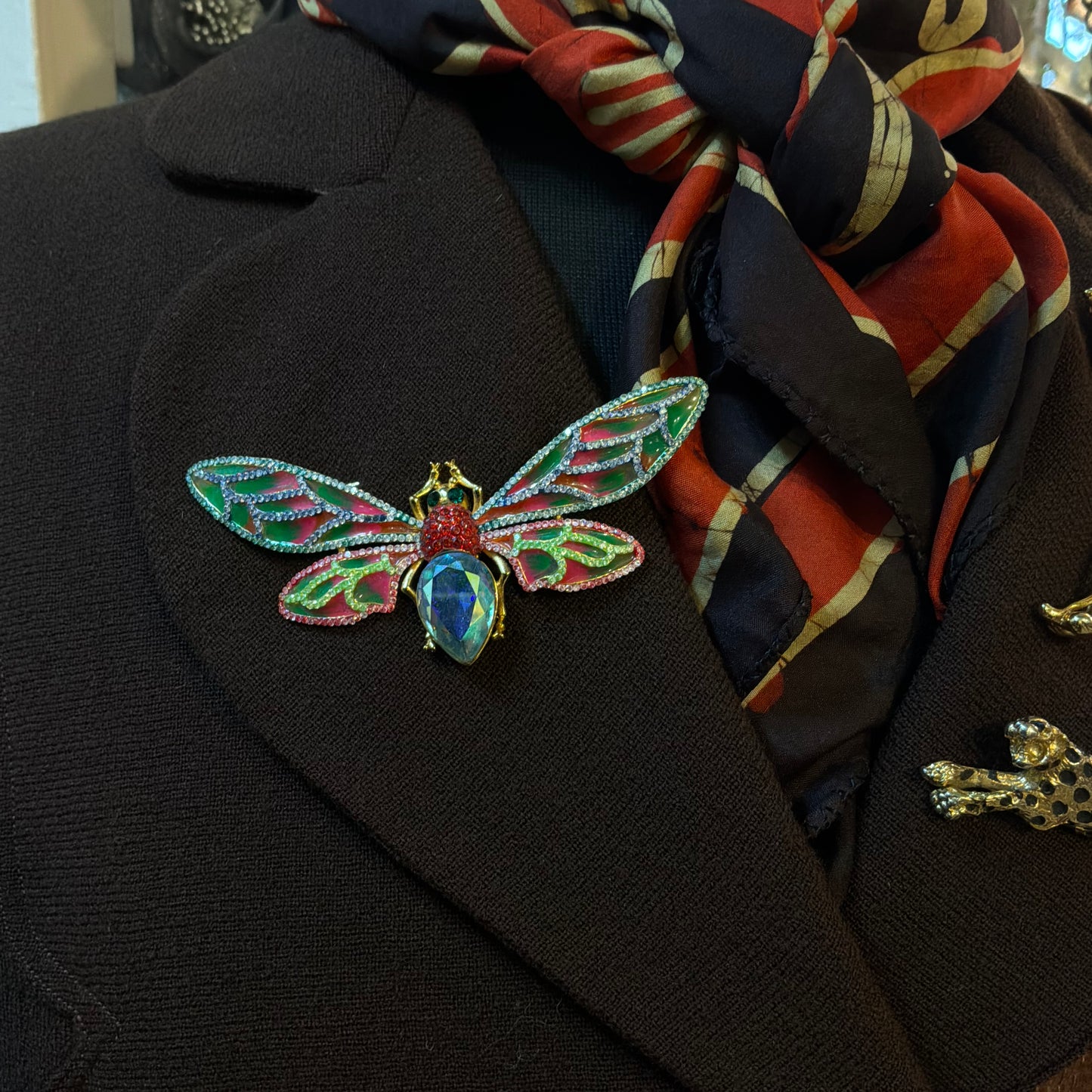 Vintage Butler and Wilson Crystal and Enamel Moth Brooch