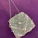 Vintage 1950s/60s silver satin beaded sequinned hand made evening bag with faux pearl tassels. wedding, formal event.