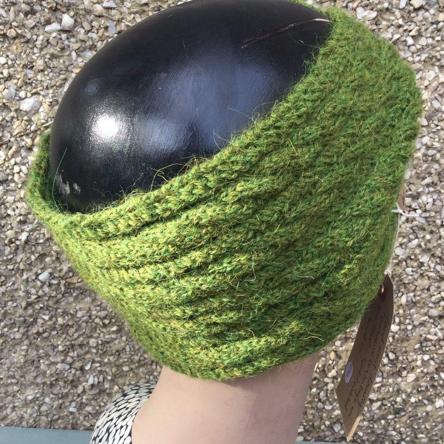 Hand Knit Alpaca Vintage Turban Style ‘Garbo’ cabled hairband, green shades