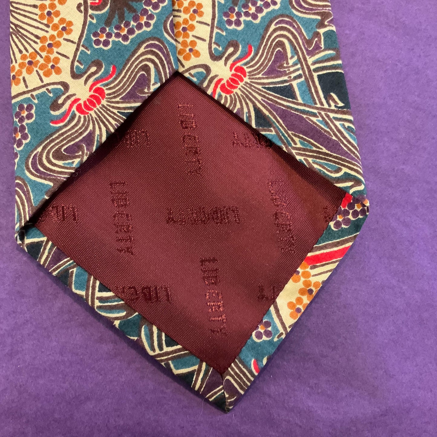 Vintage LIBERTY Classic ‘Ianthe’ Tana Lawn Cotton Tie, Classic Art Noveau Print, Red, Teal, Cream , Purple & Gold shades, Gifts for Him