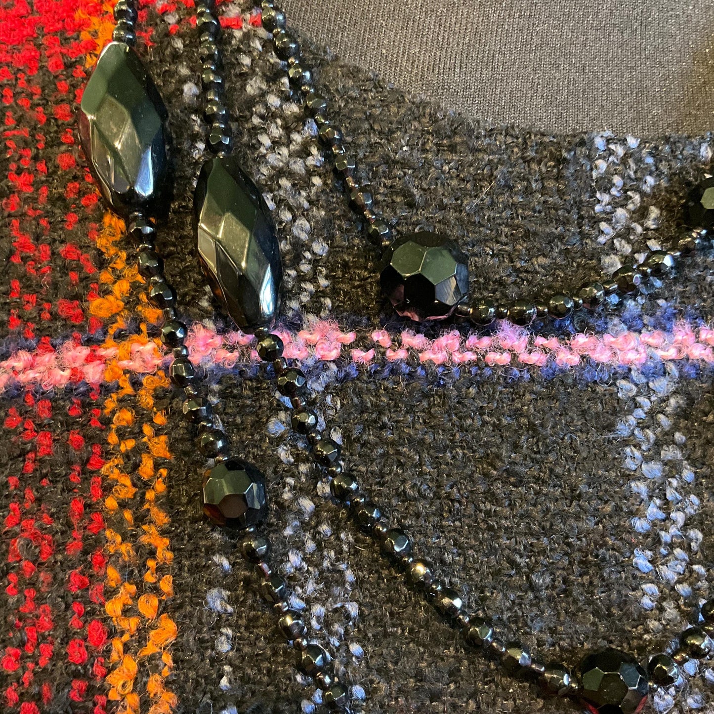 Vintage Art Deco Flapper Length French Jet Necklace , Black Faceted Crystal Beads, Elegant & Versatile, Gifts for her