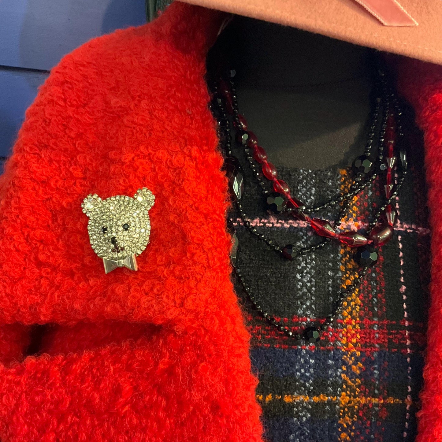 Vintage Butler And Wilson Large Crystal Art Deco Style Teddy Bear Brooch, Silver Tone With Silver And Black Crystals, Bear Lover Gift