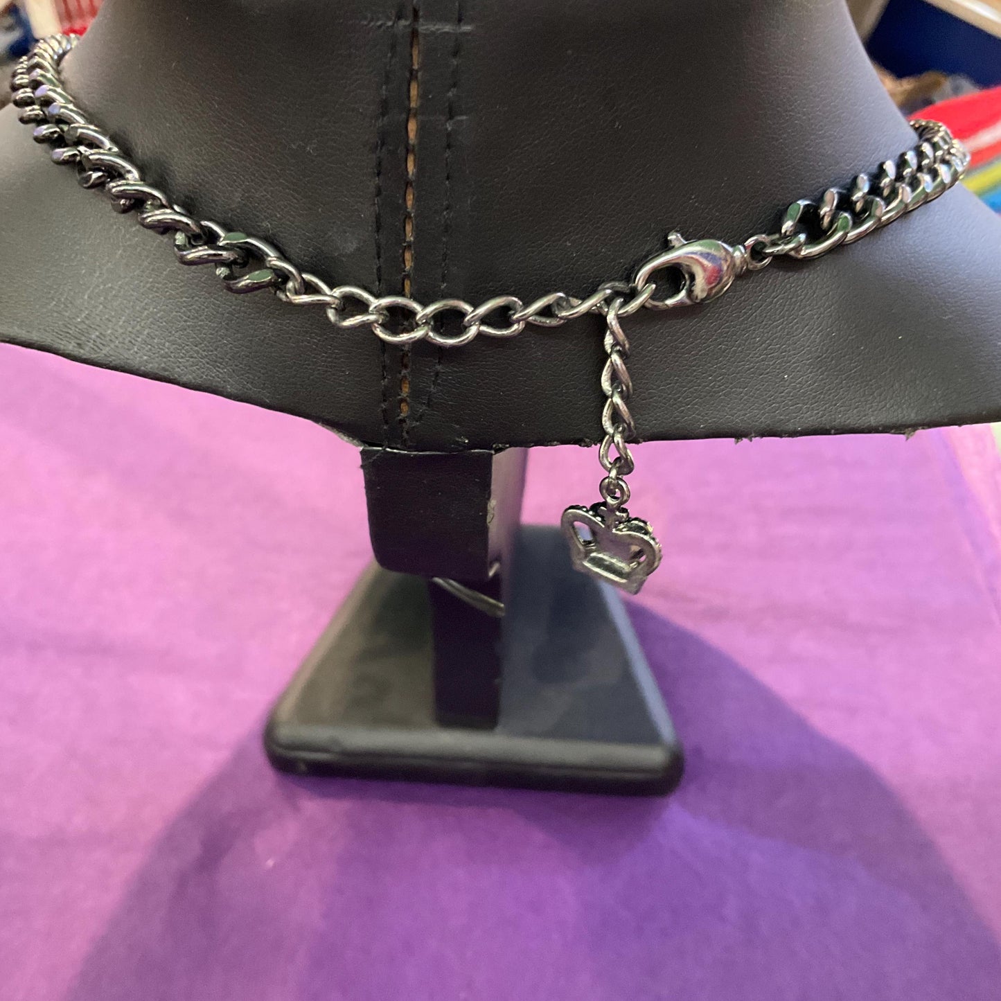 Vintage Butler and Wilson Pewter crystal Orb Statement Charm Necklace, Signed in Original Box, Pewter tone with Silver crystals