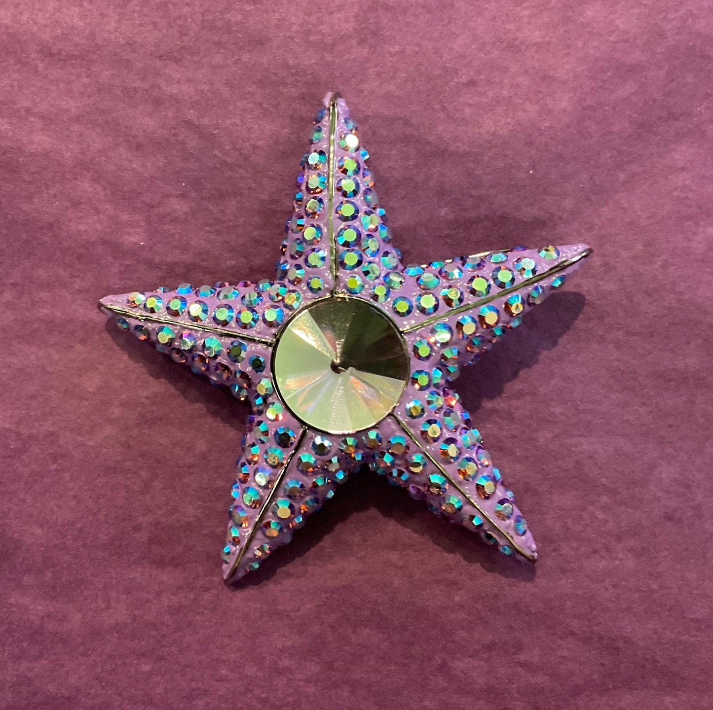 Vintage Butler and Wilson Large Purple Star Crystal Brooch, Purple and lilac Borealis Rhinestones, Signed as new