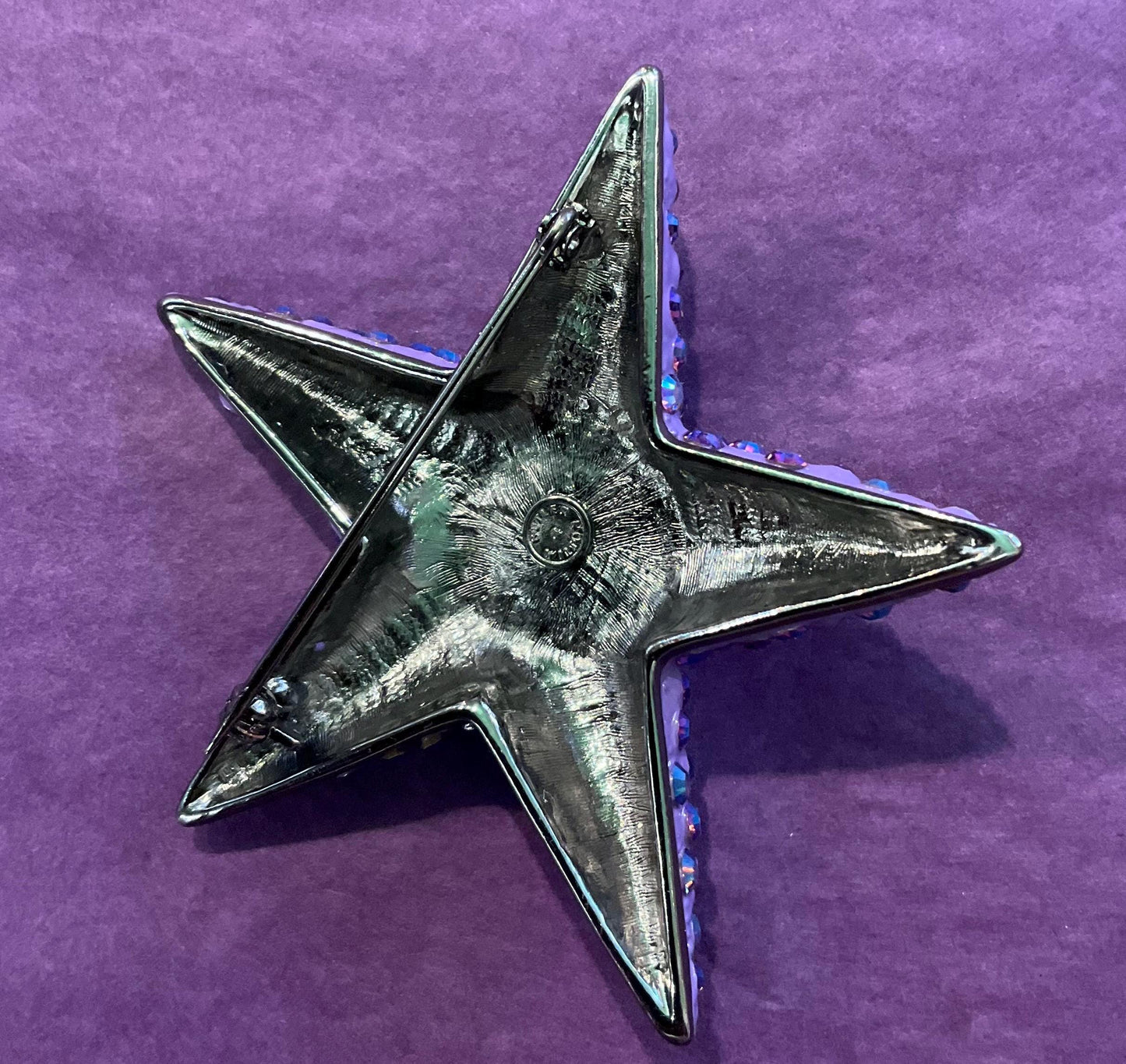 Vintage Butler and Wilson Large Purple Star Crystal Brooch, Purple and lilac Borealis Rhinestones, Signed as new