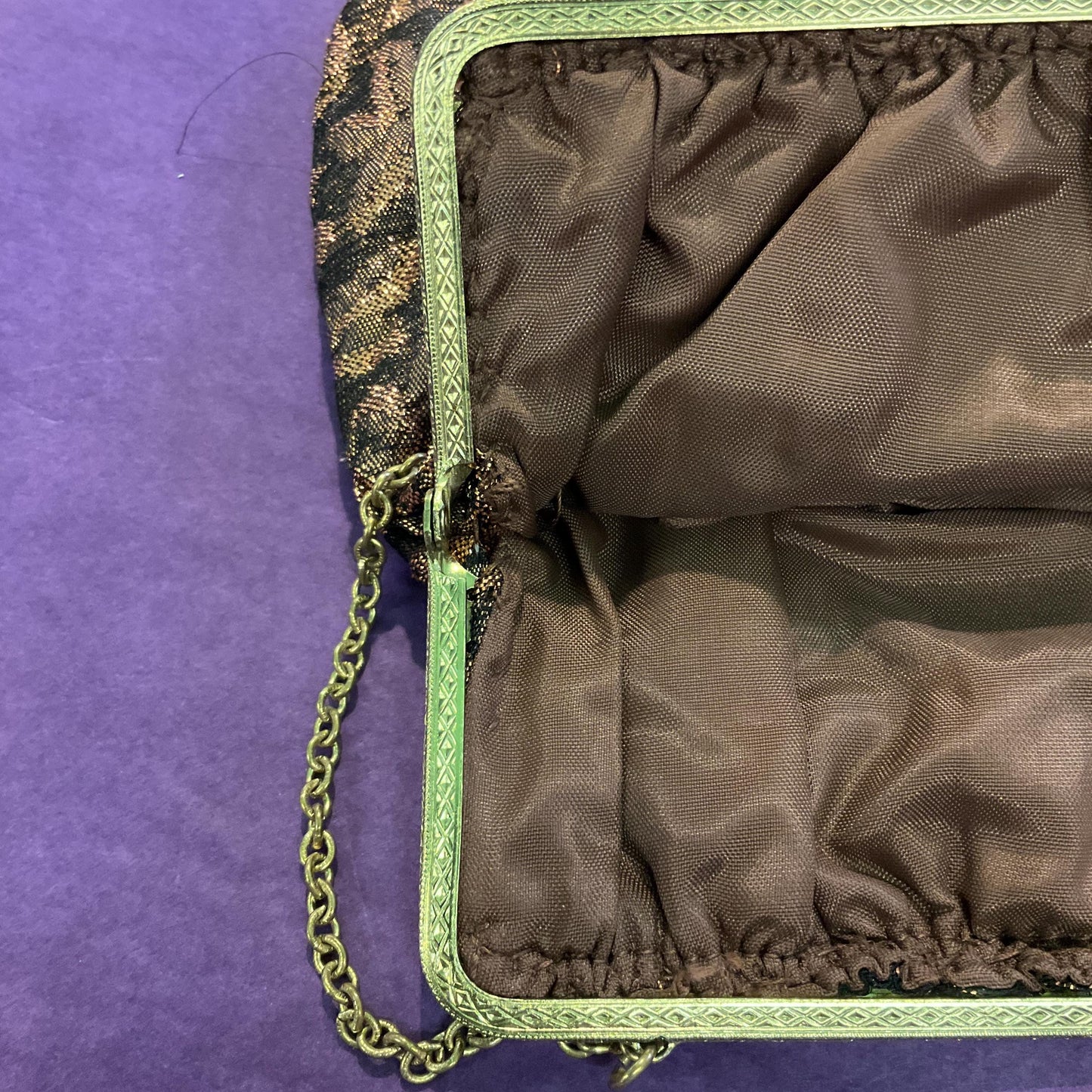 Vintage 1940s/50s Copper Floral Metallic Brocade Evening Bag, Formal Event, Wedding, Prom, Sustainable gift