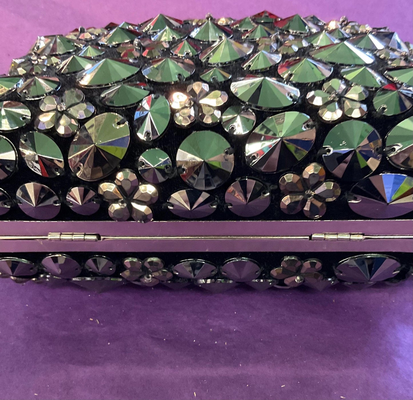 Butler And Wilson Black Velver And Gunmetal, Bejewlled Evening Bag, Clutch, Shoulder, Handbag