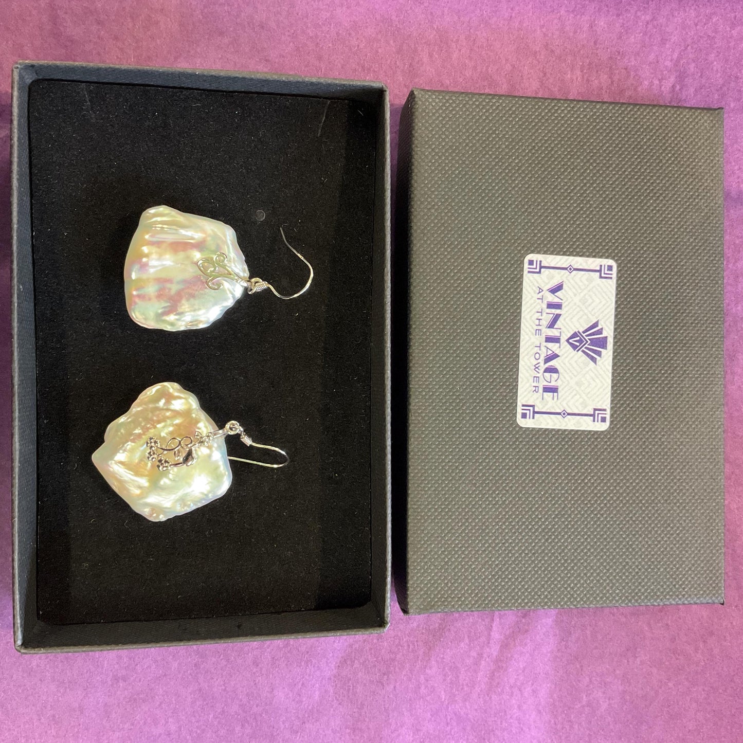 Vintage Sterling Silver And Pearl Floral Filigree Long Drop Earrings, Artisan Jeweller Made
