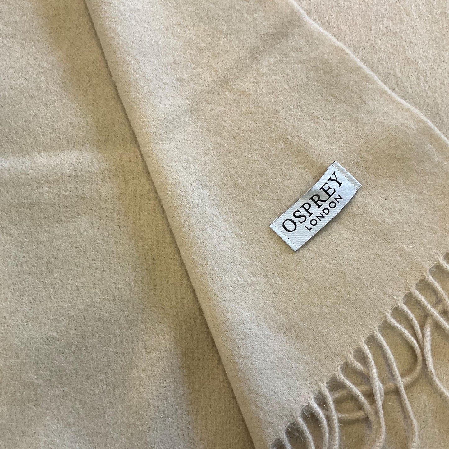 Vintage Pure Cashmere Cream Fringed Scarf by Osprey of London, Vintage Man, Fathers Day Gift.