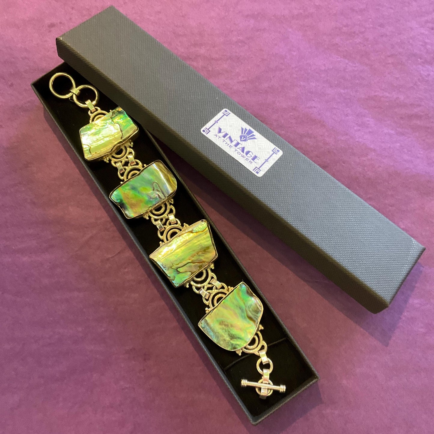 Vintage Silver and Abanone Shell Statement Bohemian Bracelet, Artisan Jeweller Made, Summer Holiday , Festival