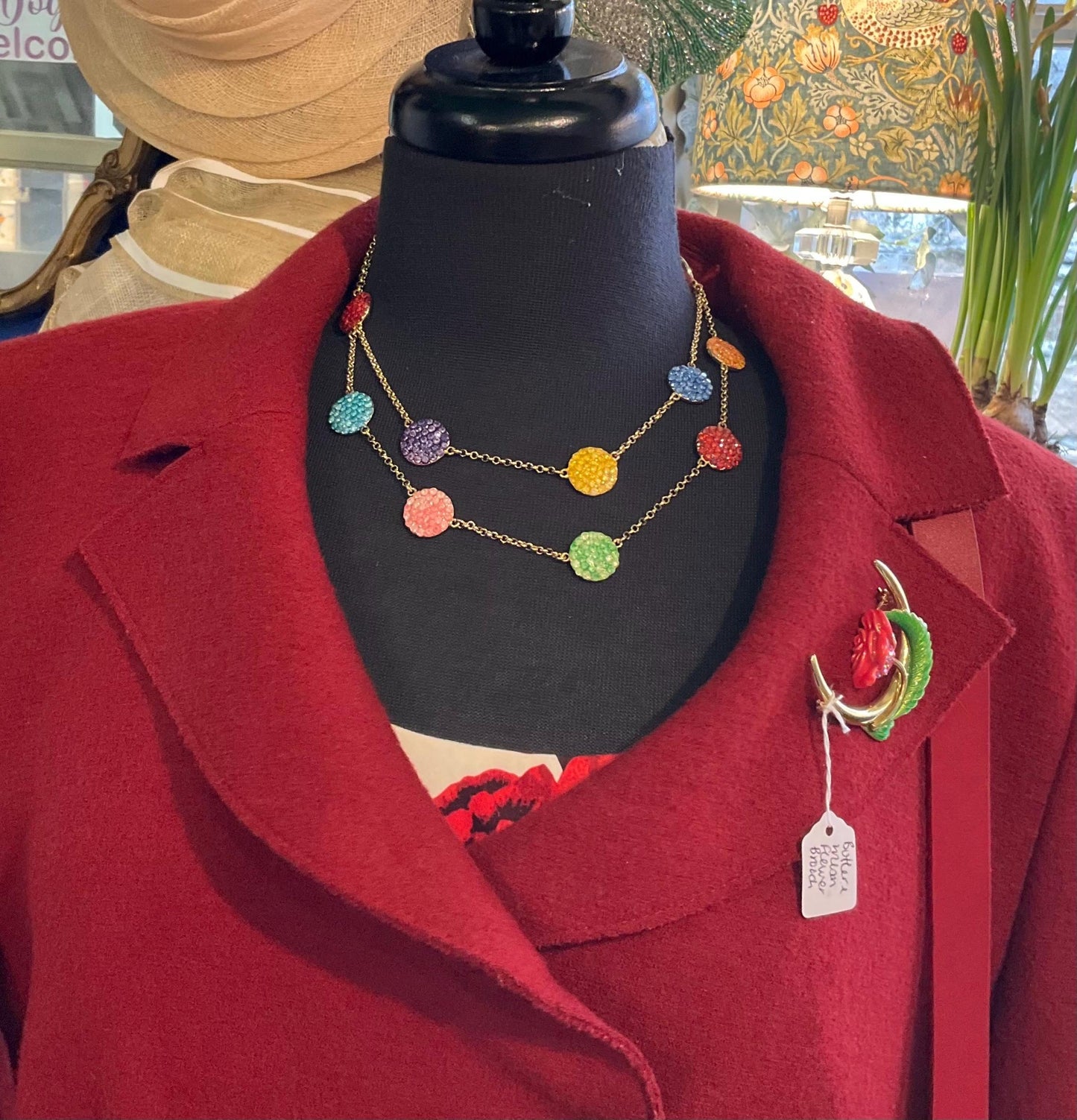 Vintage Butler and Wilson Rainbow Crystal Multicoloured Gold Tone Necklace, Signed in Original Box, Pride, Formal Event