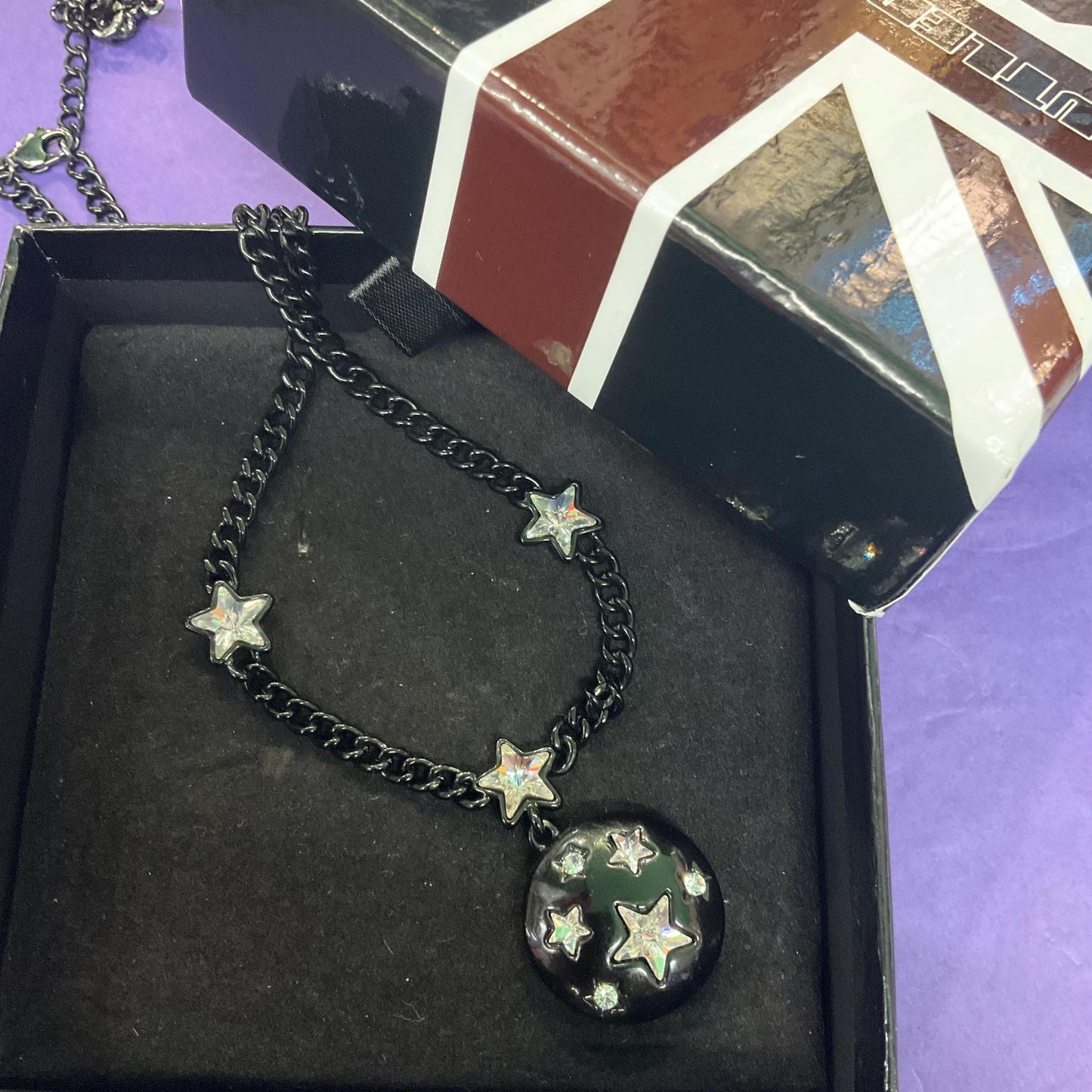 Vintage Butler and Wilson Black and Silver Star Bracelet, Black Enamel and Silver Crystal, Signed in Original Box , Formal Event