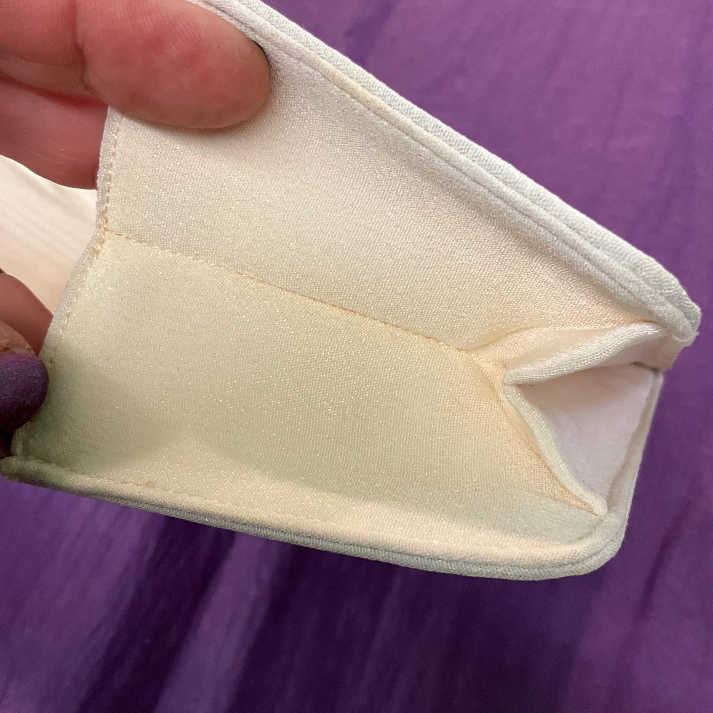 Vintage 1950s Ivory Crepe Silk Clutch Bag by CFR, finely pleated panel with silver rhinestone crystal trim, vintage wedding