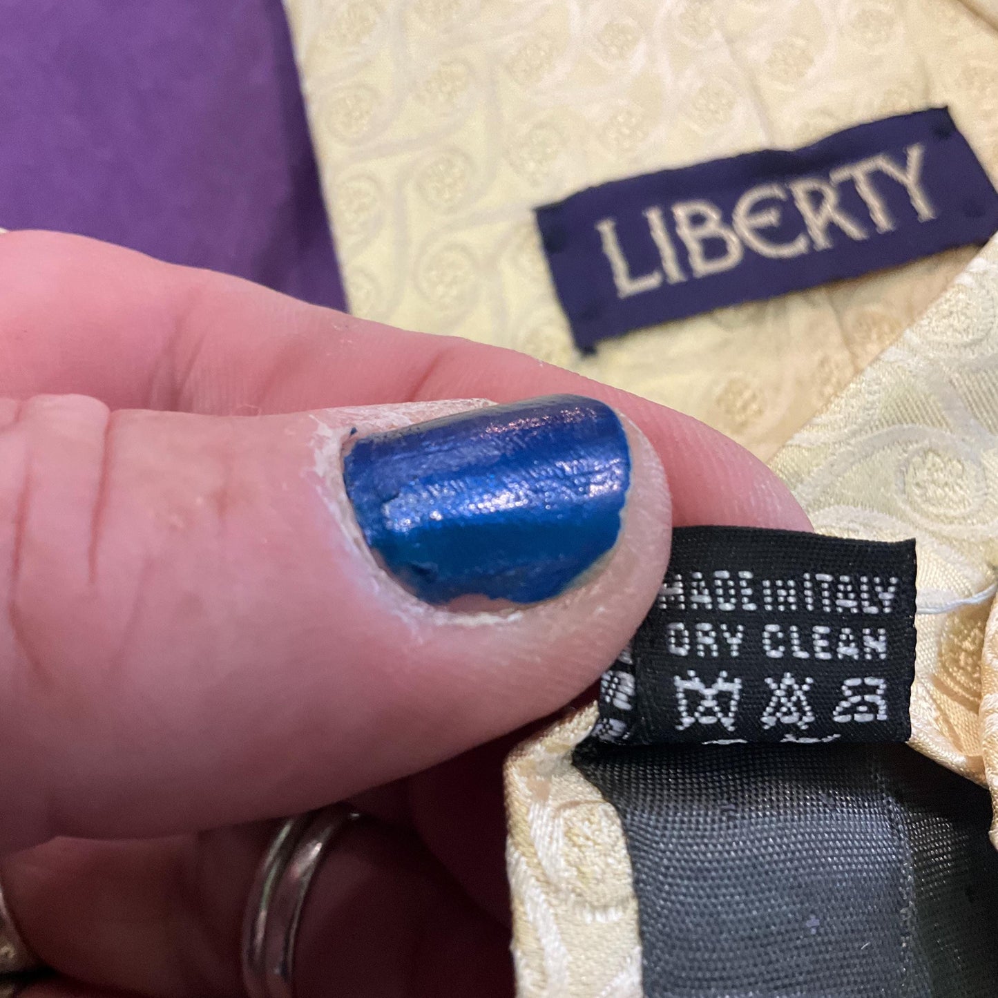 Vintage Liberty All Silk Brocade Gold Gents Neck Tie , Floral and Swirl weave, Made in Italy, Formal Event