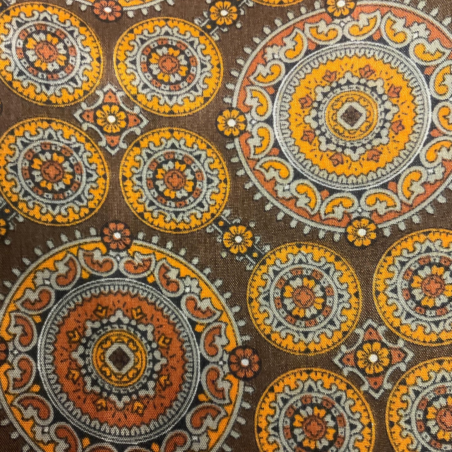 Vintage Gents Tootal ‘ Grosvenor’ Acetate Paisley Print Cravat, Shades of Bronze, Brown, Orange and Duck Egg, Vintage Man