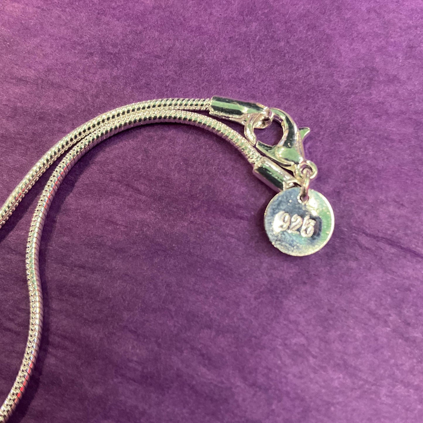 Vintage Silver Heart Shaped Small Locket, vertical striped engraving onto a silver snake chain