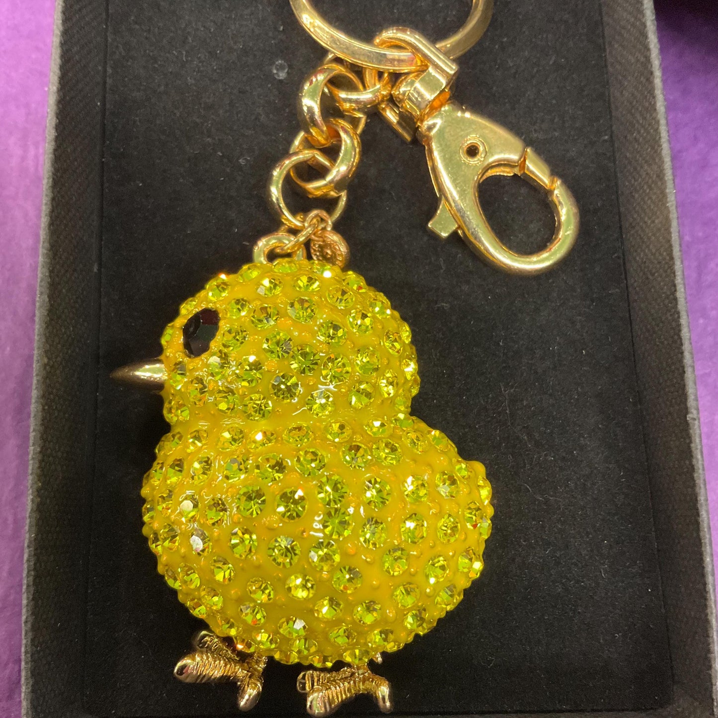 Vintage Butler and Wilson Statement Crystal Chick Hanbag Charm/keyring, Gold Rome with yellow rhinestones