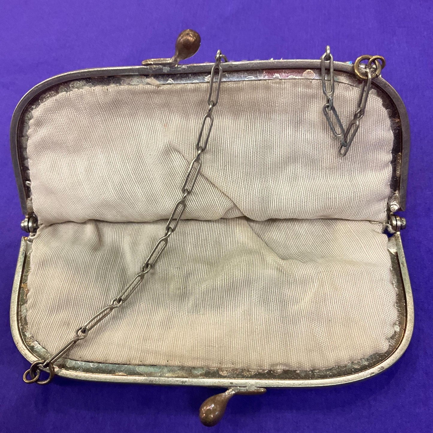 Antique Art Deco Silver Crystal Chain Mail Evening Bag , Great Gatsby, Flapper Girl