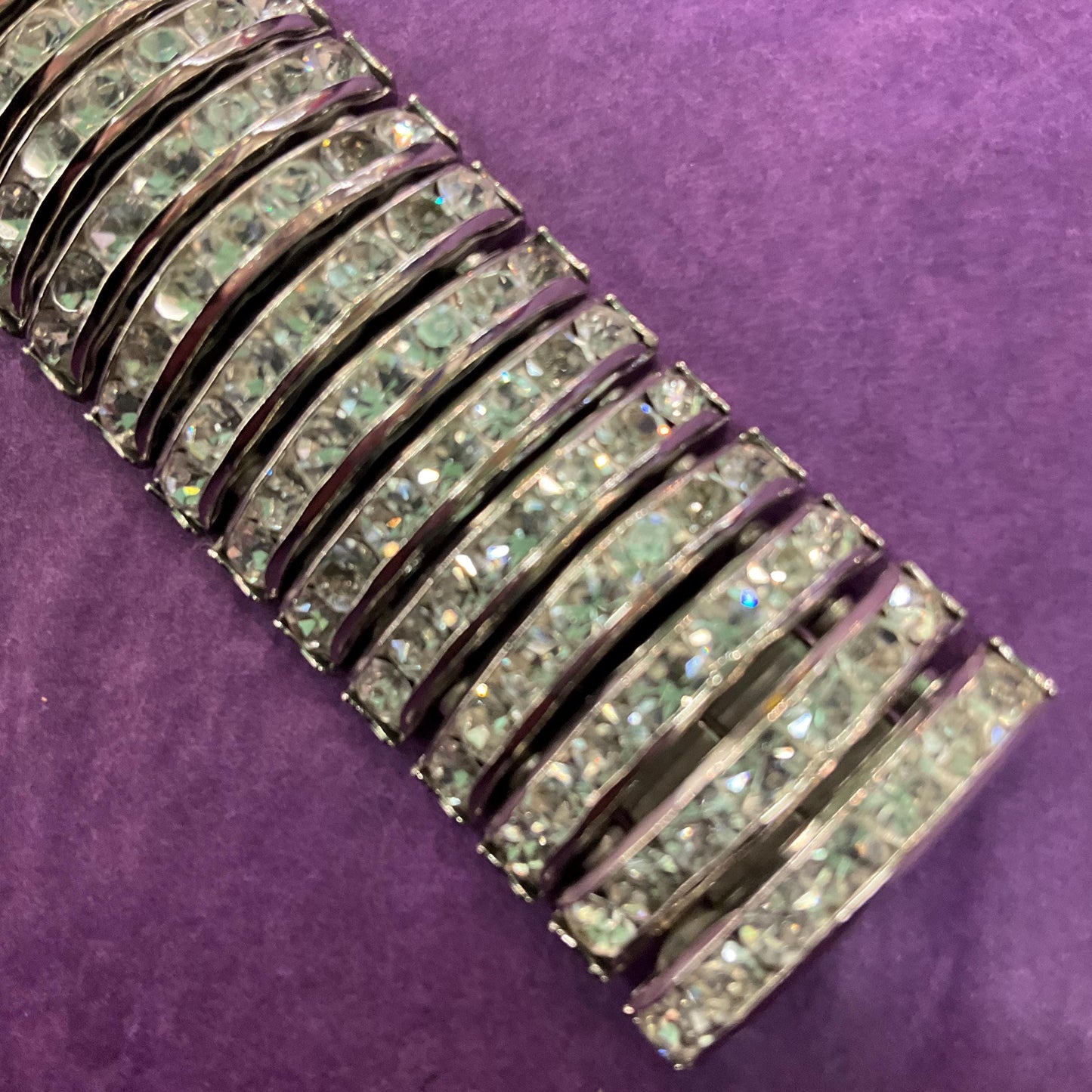 Vintage Butler and Wilson Silver Crystal Art Deco Style Articulated Bracelet, signed in original box
