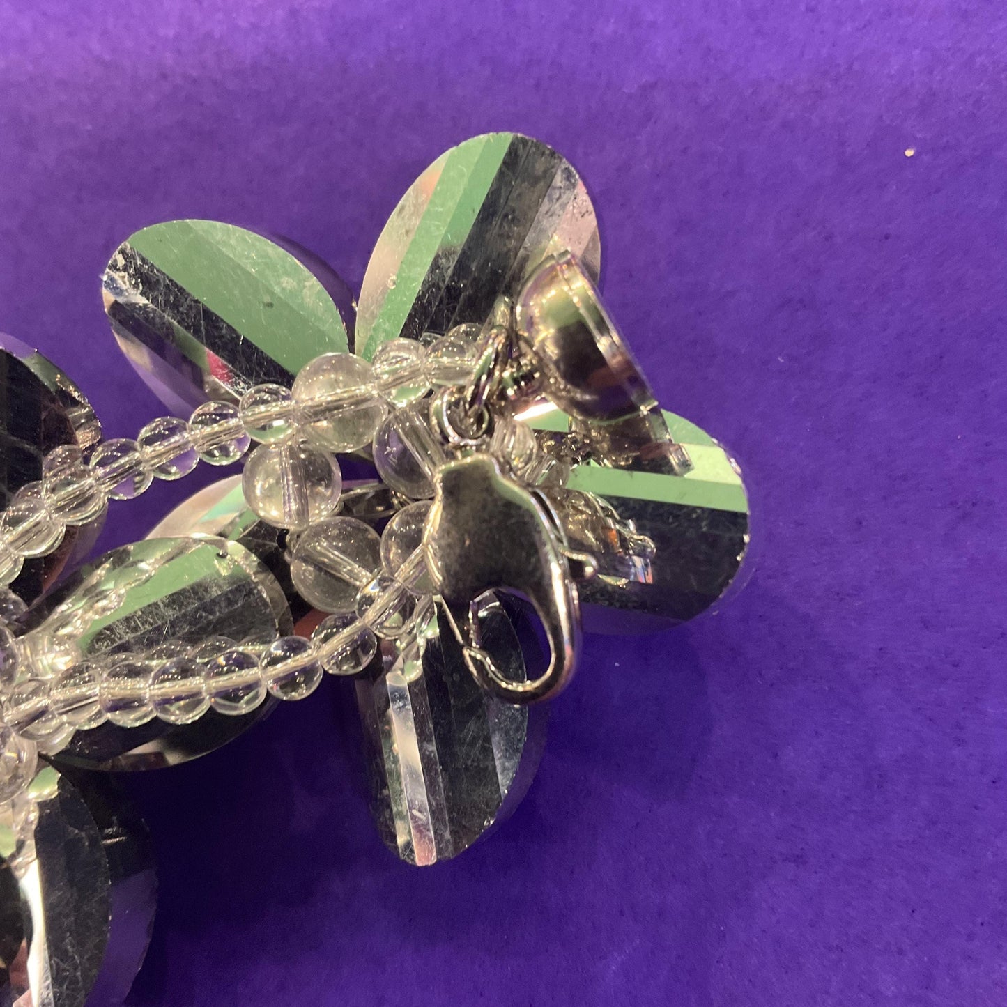 Vintage Butler and Wilson Pewter Flower Garland Crystal Bracelet, multi faceted crystals