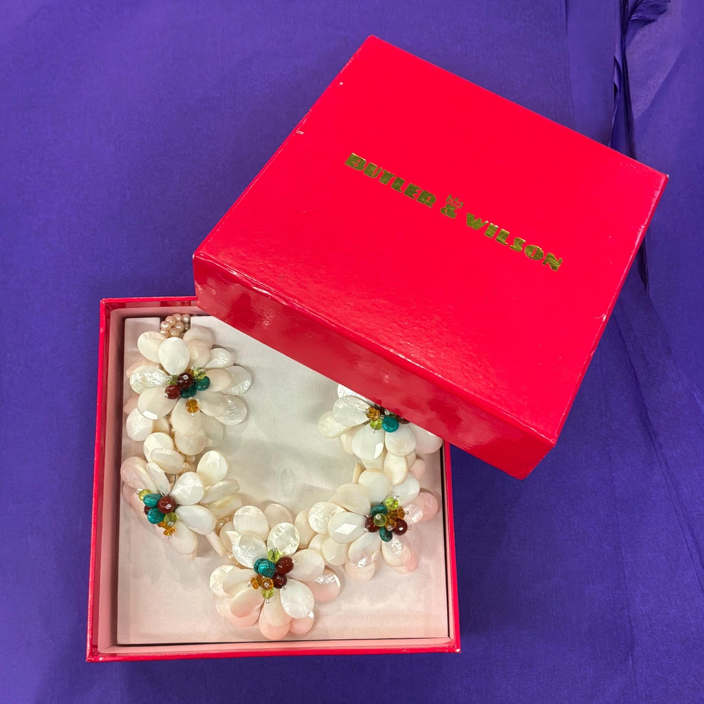 Vintage Butler and Wilson Statement Fresh Water Pearl and Mother of Pearl Floral Necklace