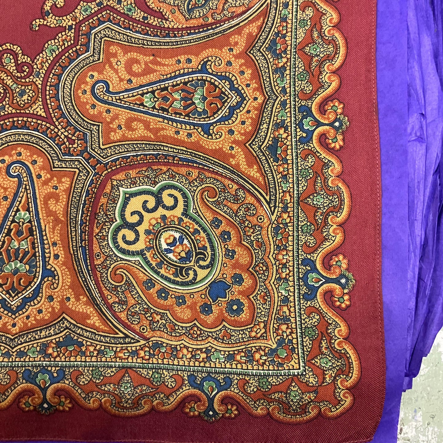 Vintage Liberty of London Pure Silk Paisley Small Scarf/Pocket Scarf, autumnal colours