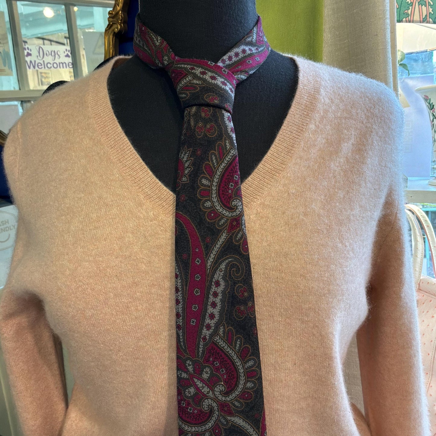 Vintage Liberty of London Pure Wool Paisley Tie, Rich Shades of Red, Gold, Grey, Brown and Black