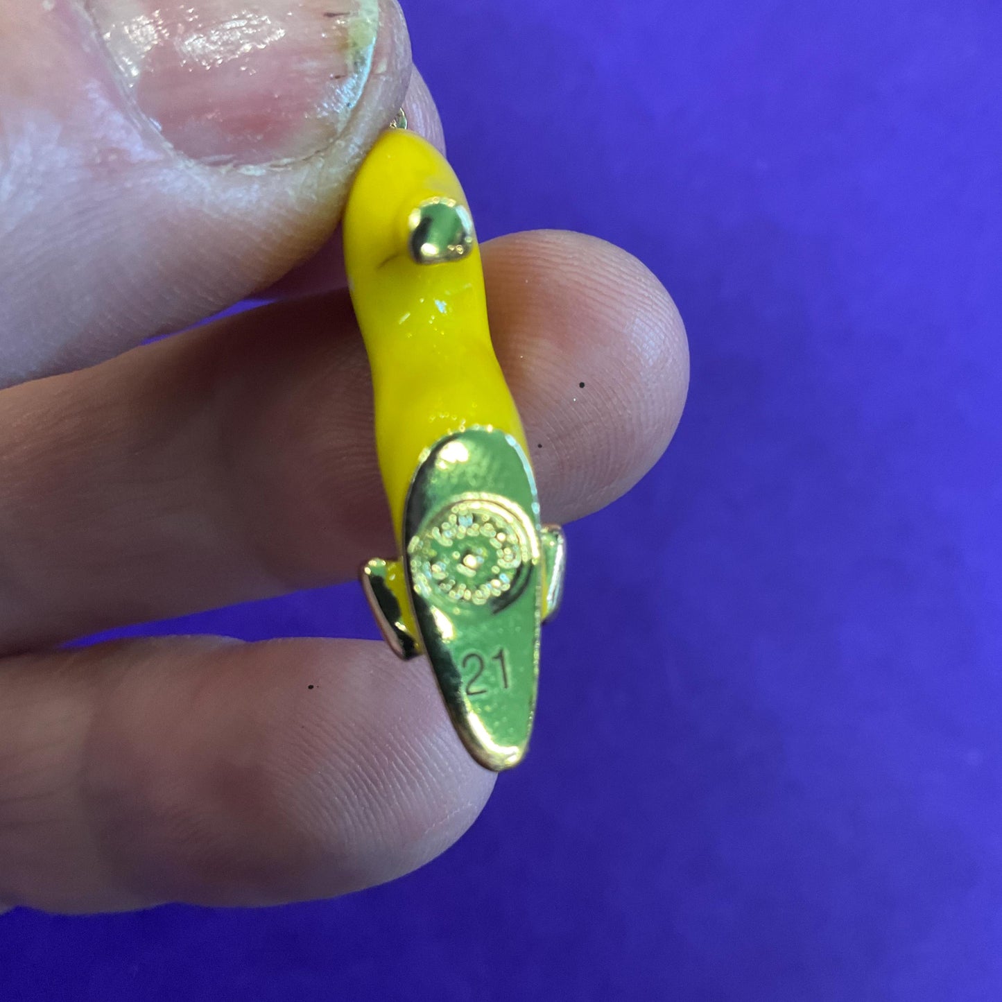 Vintage Butler and Wilson Disney Princess Yellow Shoe Drop Earrings, Gold tone with Enamel and Aurora Borealis rhinestones