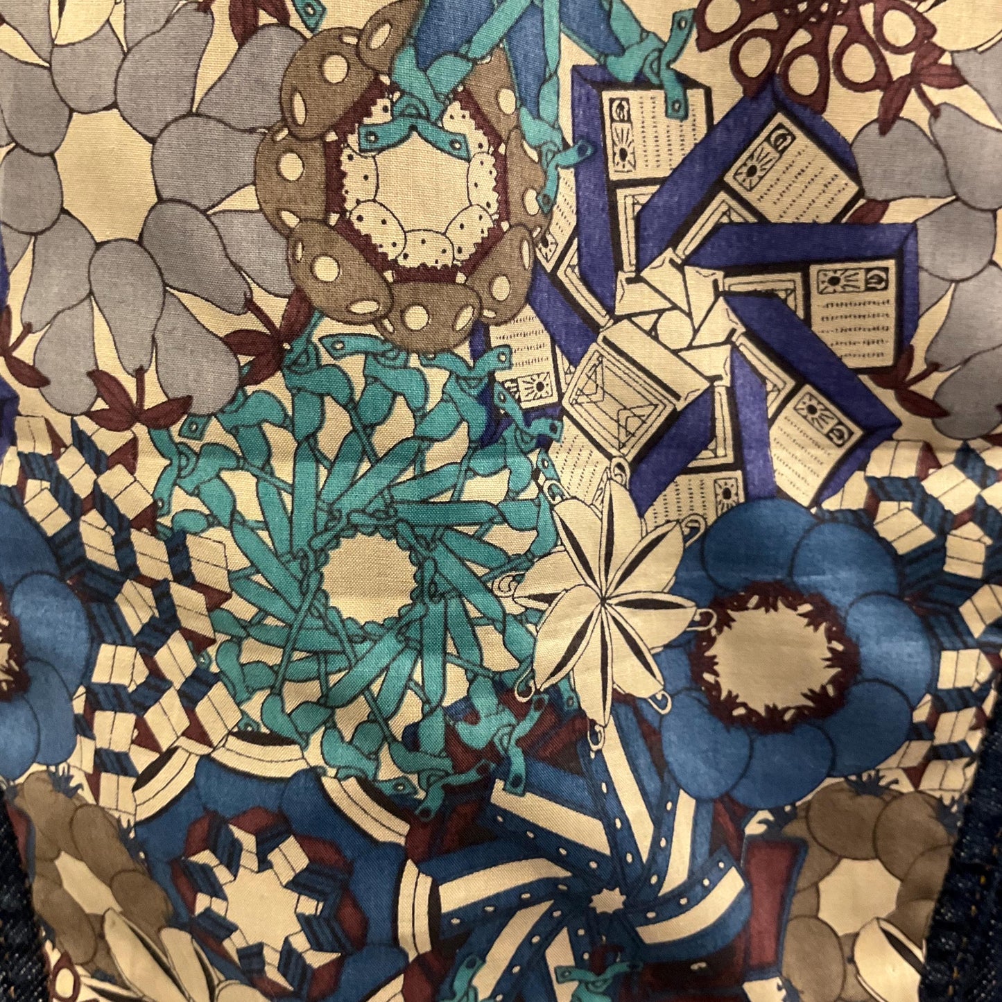 Unique Upcycled Vintage Phase Eight Dark Denim Jacket with Liberty ‘Mauvey’ Tana Lawn Cotton, UK size 14