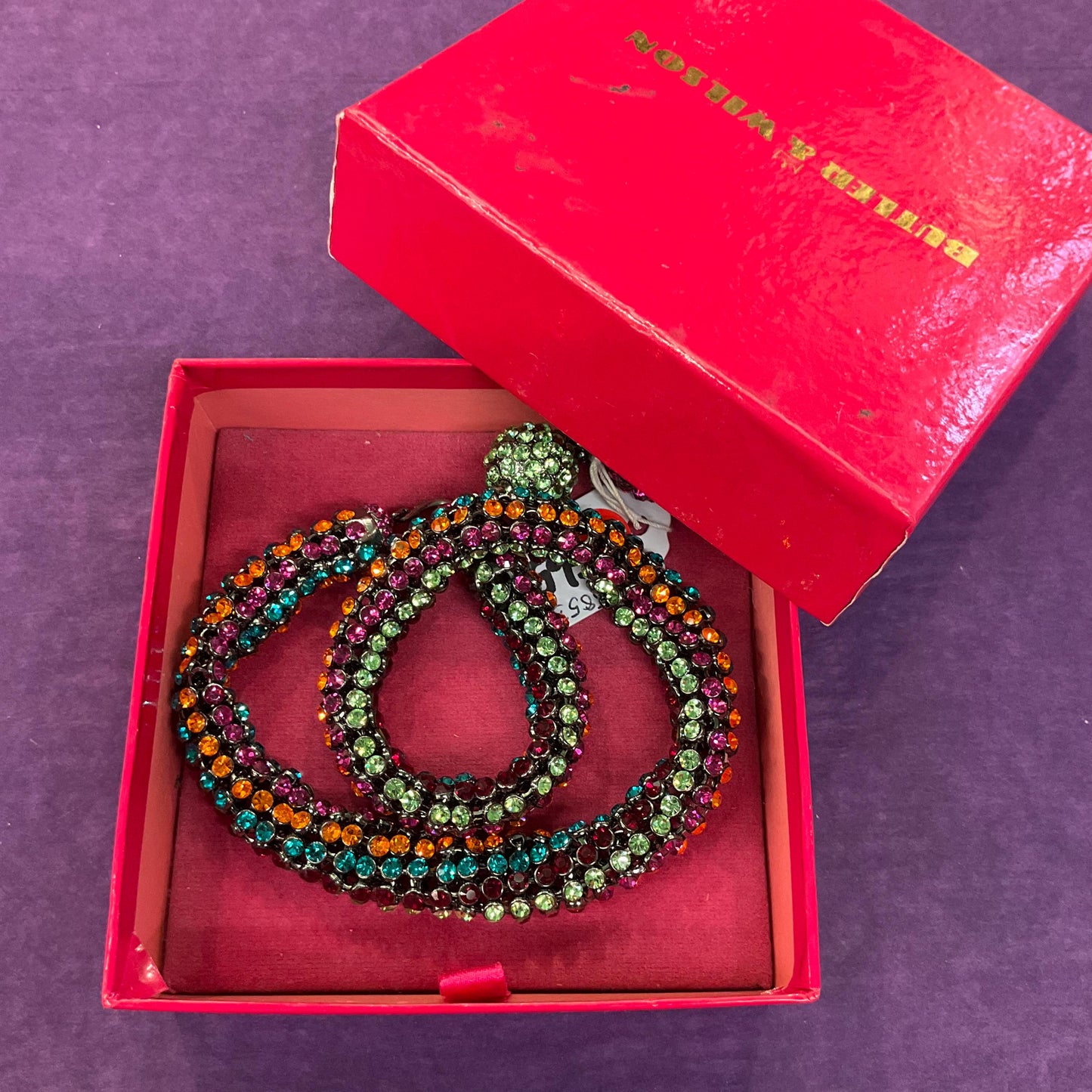 Vintage Butler and Wilson Rainbow Crystal Statement Rope Necklace , Multicoloured rhinestone crystals