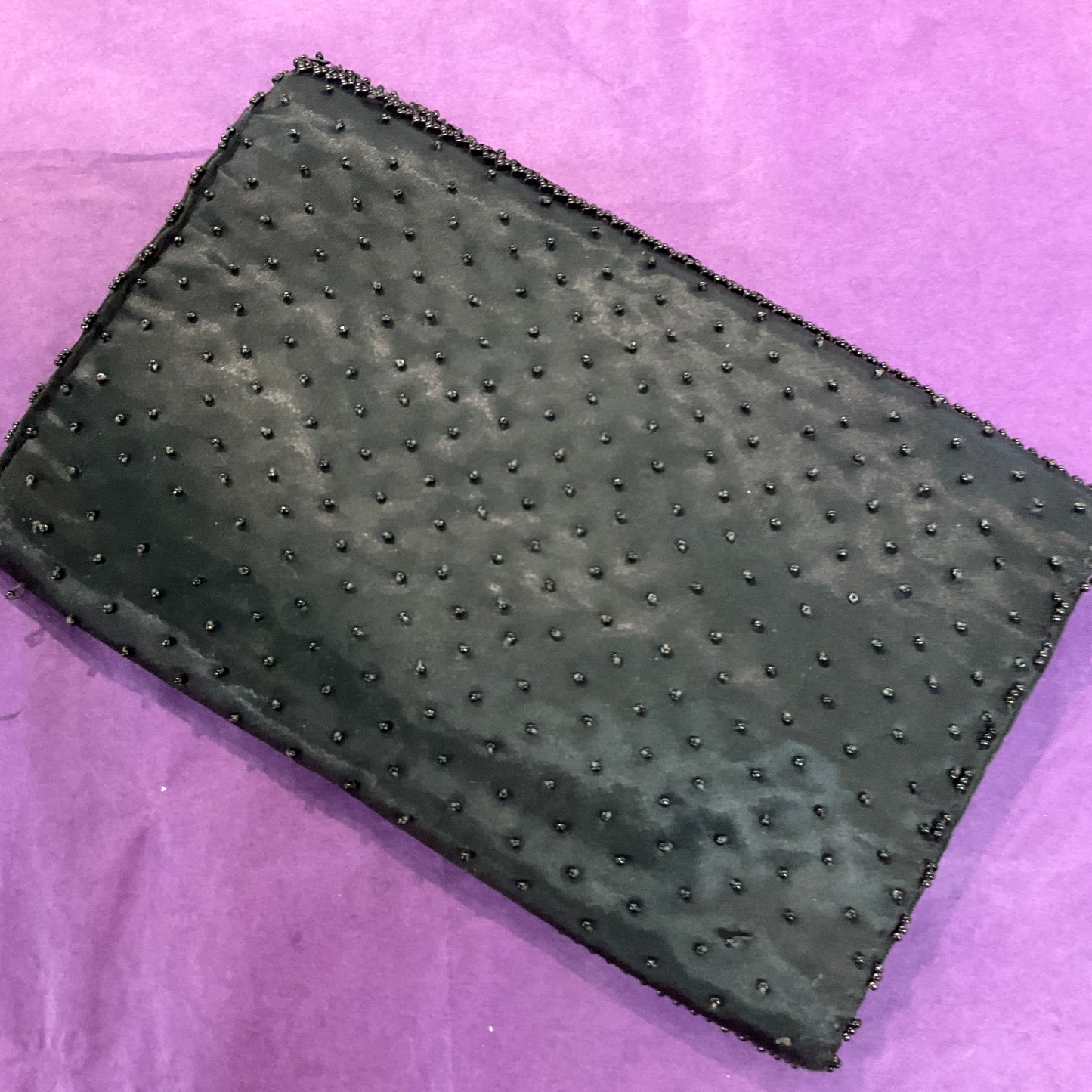 1950s Black Beaded Clutch Bag by La Regale