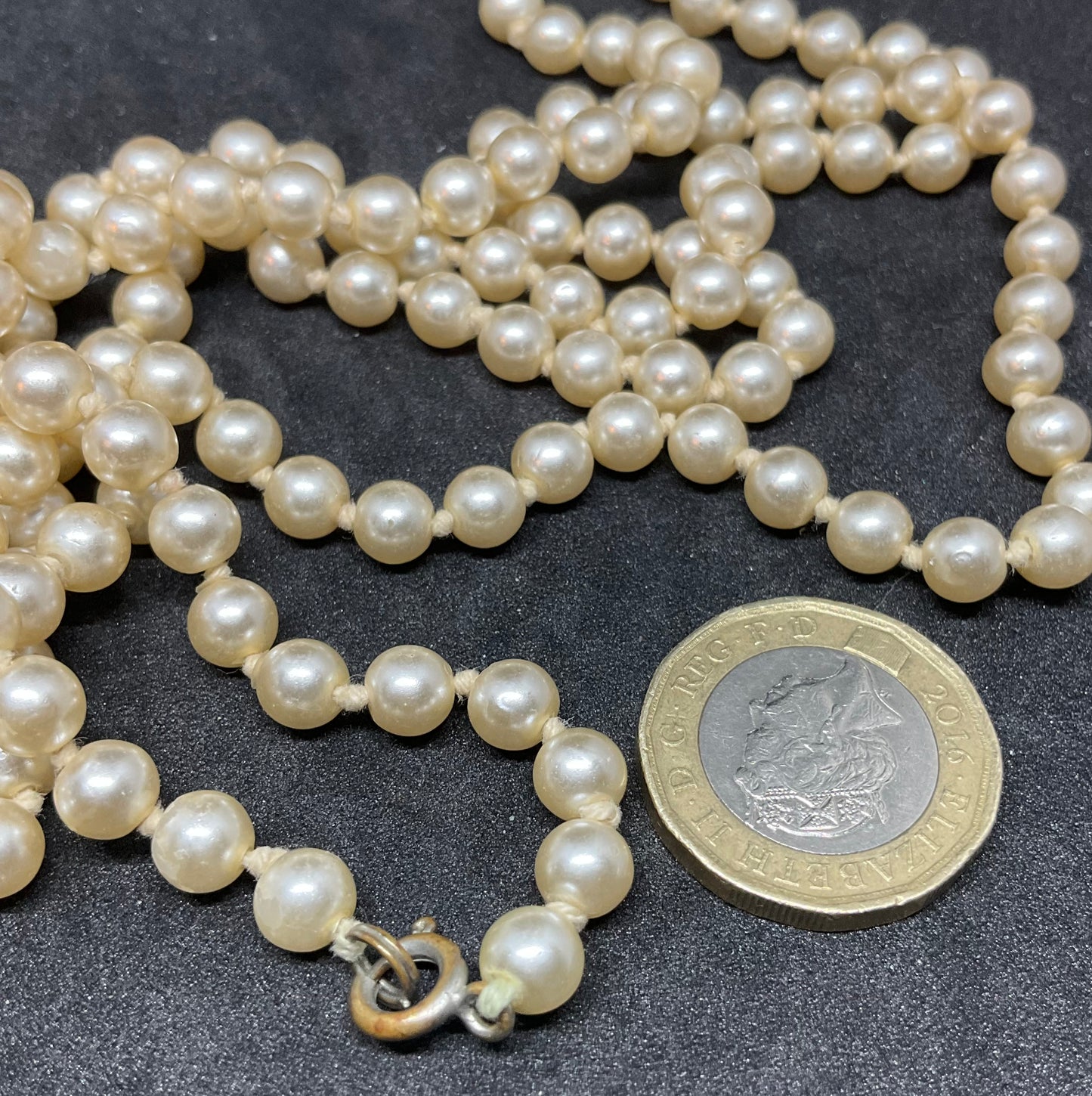 Vintage Flapper Length Faux Pearl Necklace