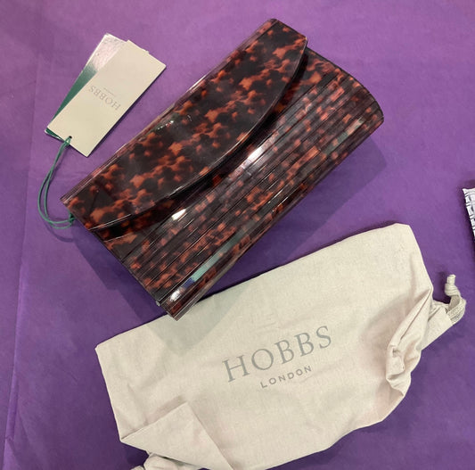 Vintage HOBBS Belgravia Faux Tortoishell Clutch Bag, Unused with original Tags & Dust Cover, Formal Event, Ladies Day
