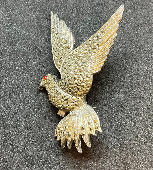 Vintage 1940s Marcasite Dove Brooch