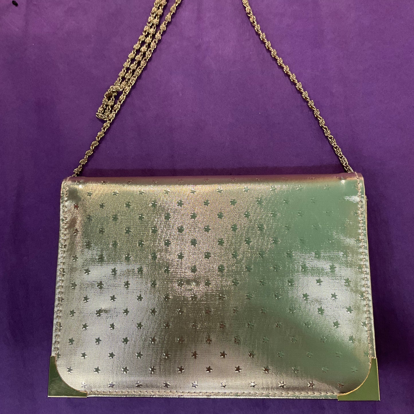 Gold ‘Star’ 1970/80s Faux Leather Evening Bag By JANETTE