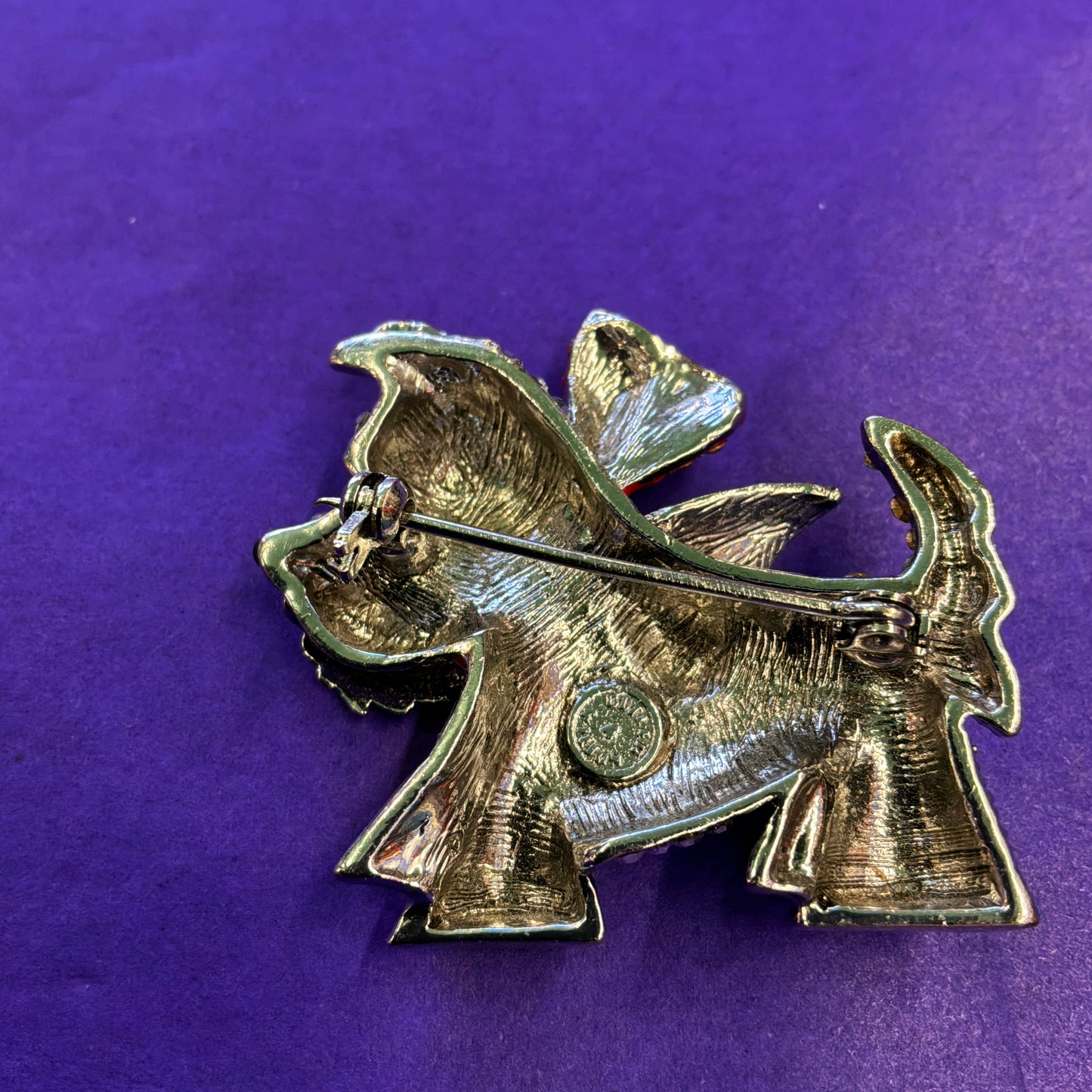 Vintage Butler and Wilson Large Crystal Scottie Dog Brooch, silver tone and crystals, signed
